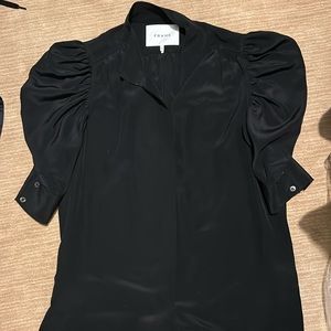 Black silk puffed sleeve Frame blouse